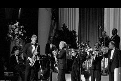 President Clinton and the Jazz All-Stars at the 1991 Inaugural Ball - with Hillary Clinton, Herbie Hancock, Ron Carter, Illinois Jacquet, Al Grey, Wayne Shorter, Thelonious Monk, Jr., & Clark Terry