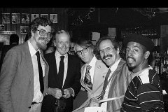 Rusty Hassan, Felix Grant, W. Royal Stokes, Alexey Batashev and Bill Brower at Blues Alley October 24, 1988