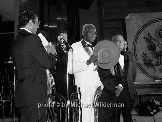 National Treasure Awards-Bill Harris, Benny Carter with Congressman Conyers at Cap City Festival kickoff-9-22-88
